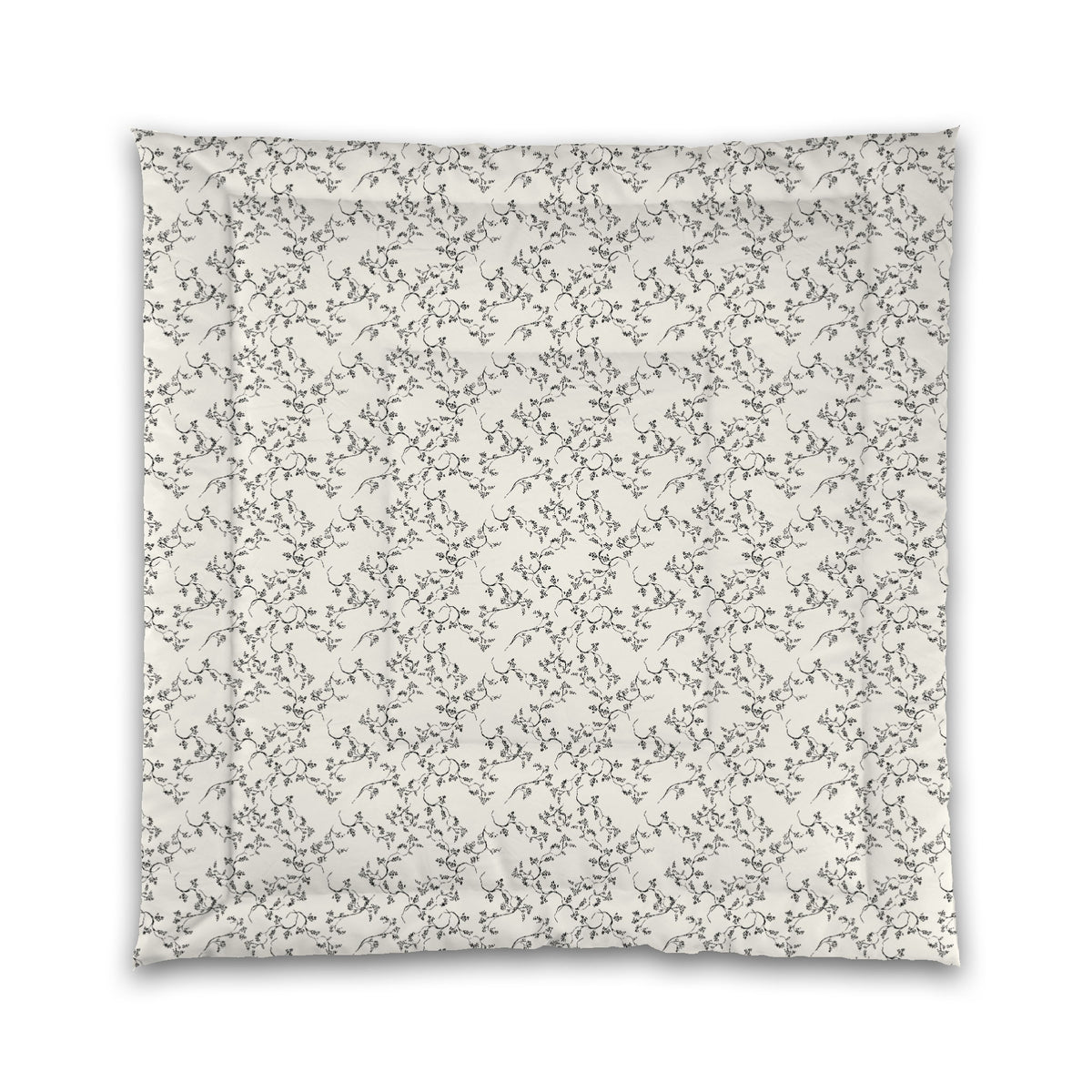 Pale Cream Microfiber Comforter with Black Hand-painted Vine Print | Queen - 88 x 88 inches