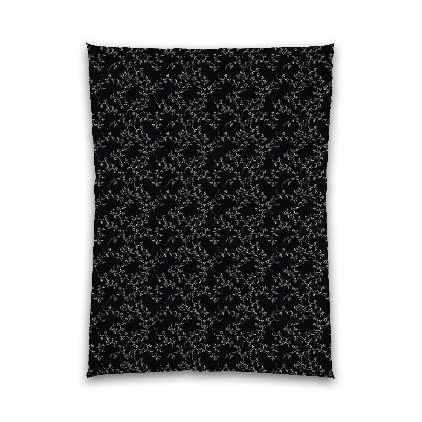 Black Microfiber Comforter, Pale Cream Hand-painted Vine Print, Twin XL (width x length) 68 x 92 inches /  173 x 234 cm