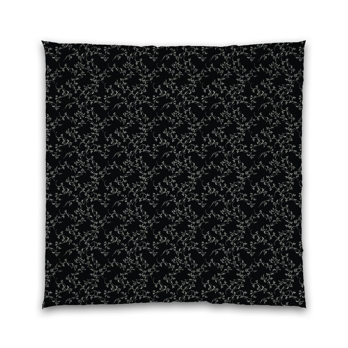 Black Microfiber Comforter with Pale Cream Hand-painted Vine Print | Queen - 88 x 88 inches