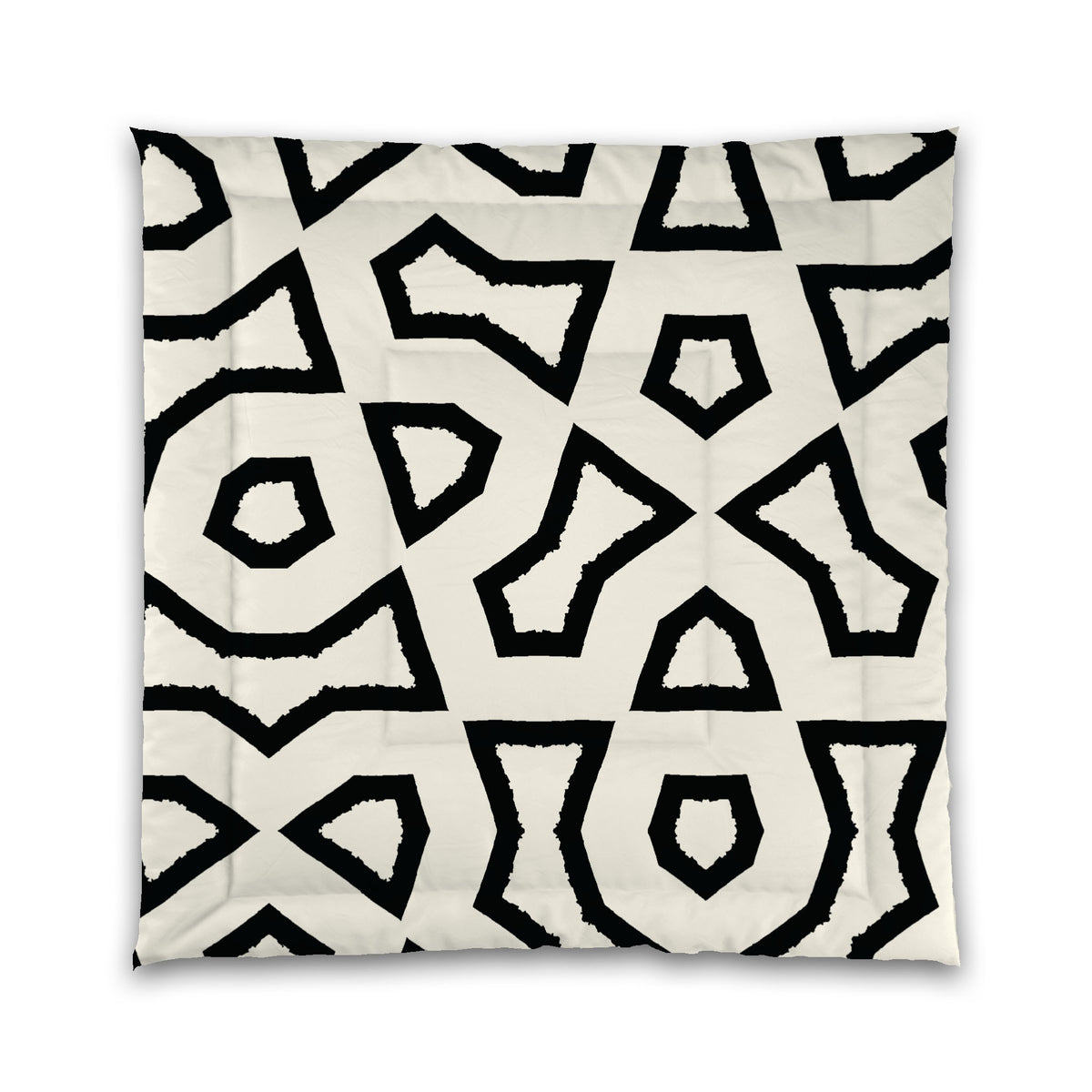 Pale Cream Microfiber Comforter with Black Labyrinth Print | Queen - 88 x 88 inches