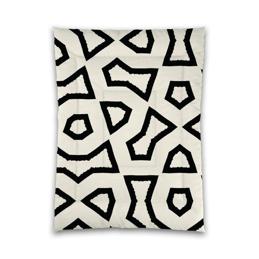 Pale Cream Microfiber Comforter, Bold Black Graphic, Twin (width x length) 68 x 88 inches / 173 x 224 cm