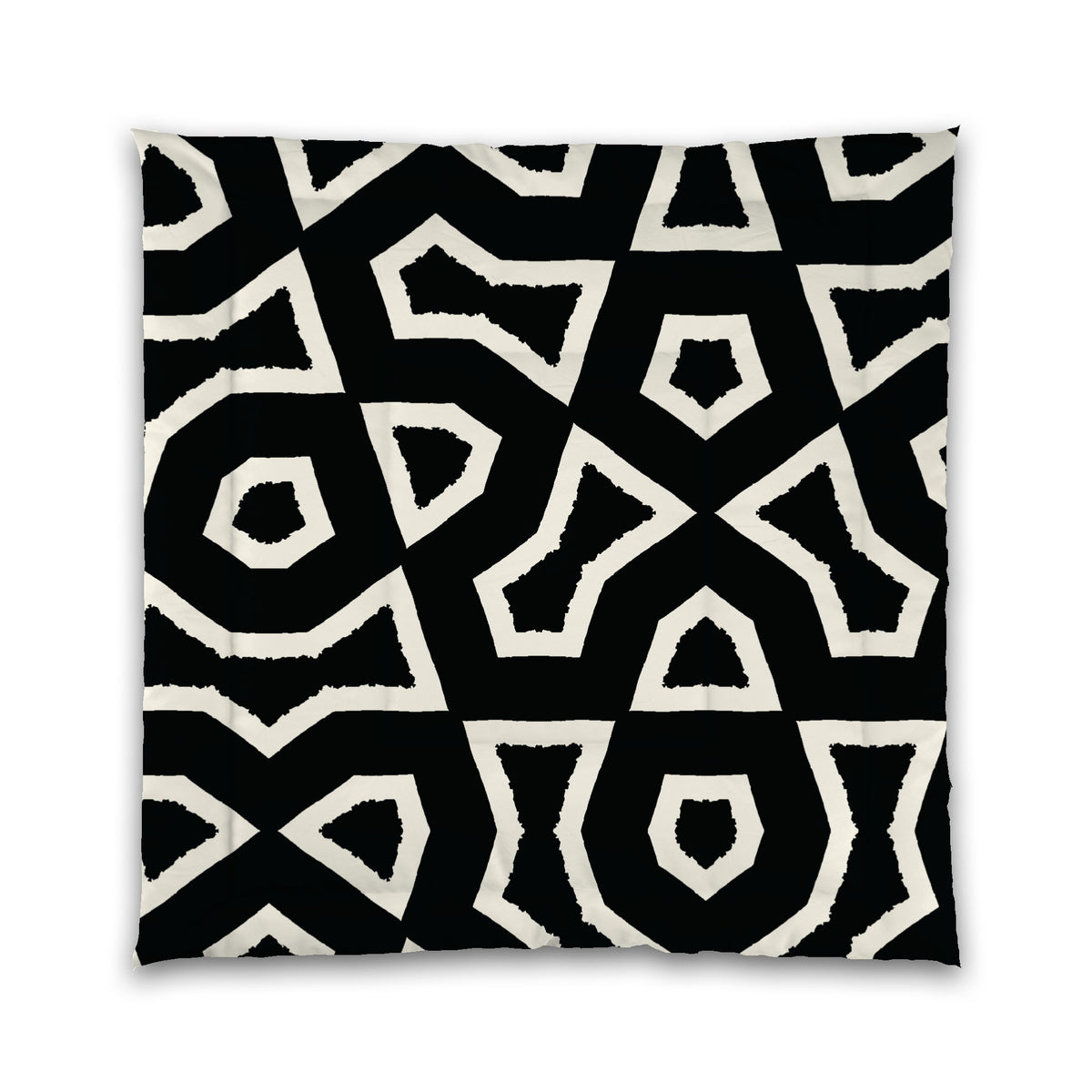 Black Microfiber Comforter with Pale Cream Labyrinth Print | Queen - 88 x 88 inches
