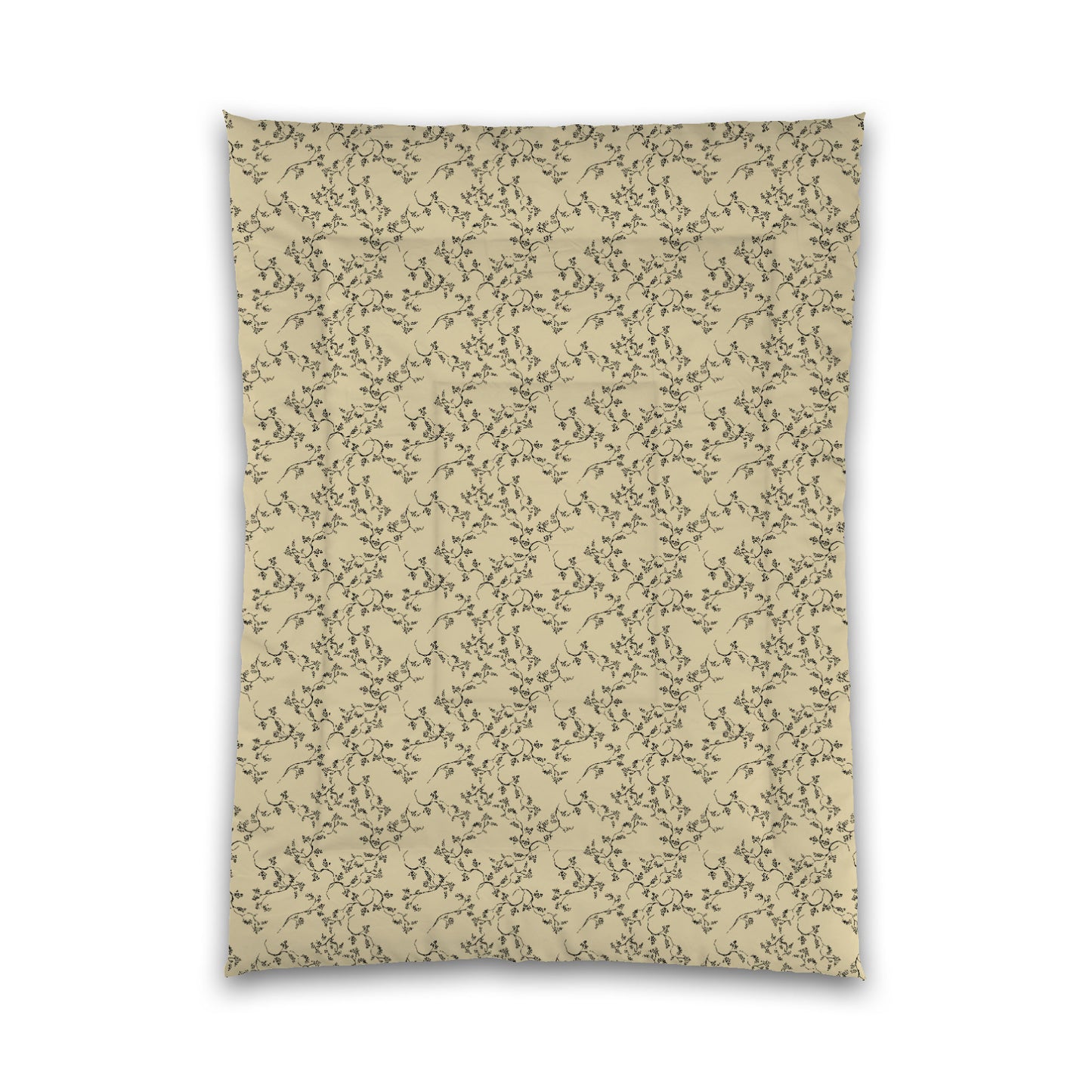 Desert Sand Microfiber Comforter, Black Hand-painted Vine Print, Twin XL (width x length) 68 x 92 inches /  173 x 234 cm