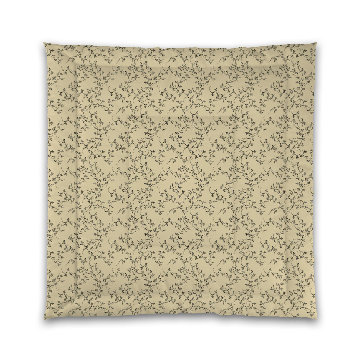 Tan Microfiber Comforter with Black Hand-painted Vine Print | Queen - 88 x 88 inches