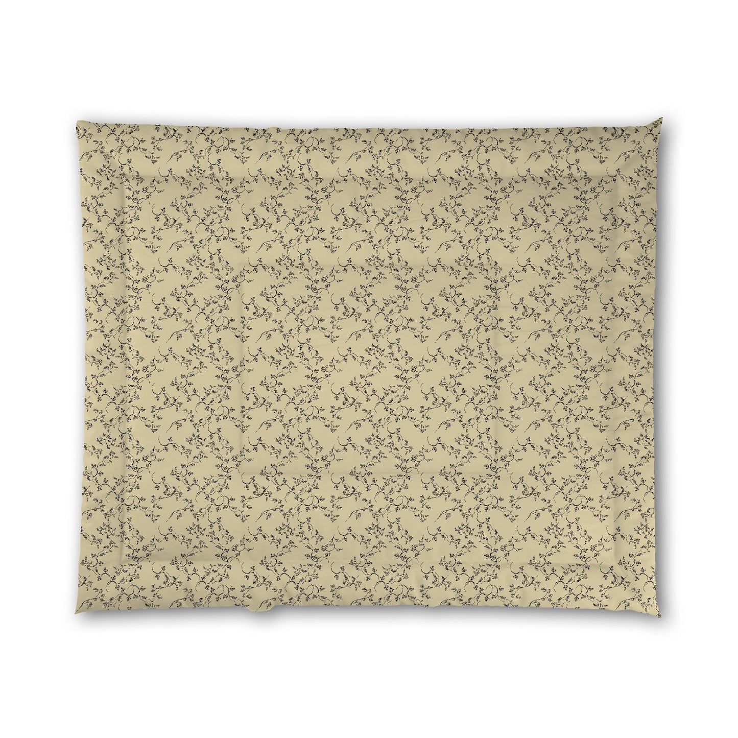 Desert Sand Microfiber Comforter, Black Hand-painted Vine Print, King (width x length) 104 x 88 inches / 264 x 224 cm