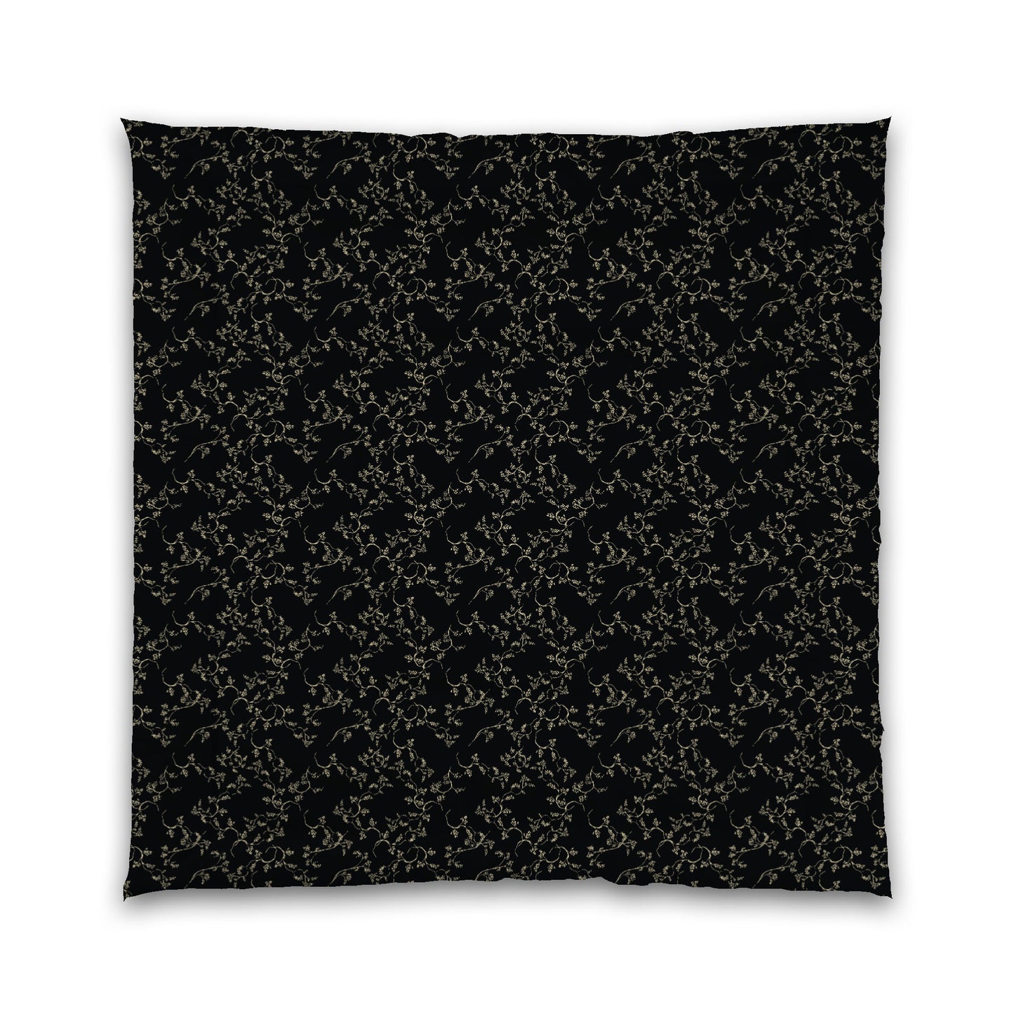 Black Microfiber Comforter, Desert Sand Hand-painted Vine Print, Queen (width x length) 88 x 88 inches / 224 x 224 cm