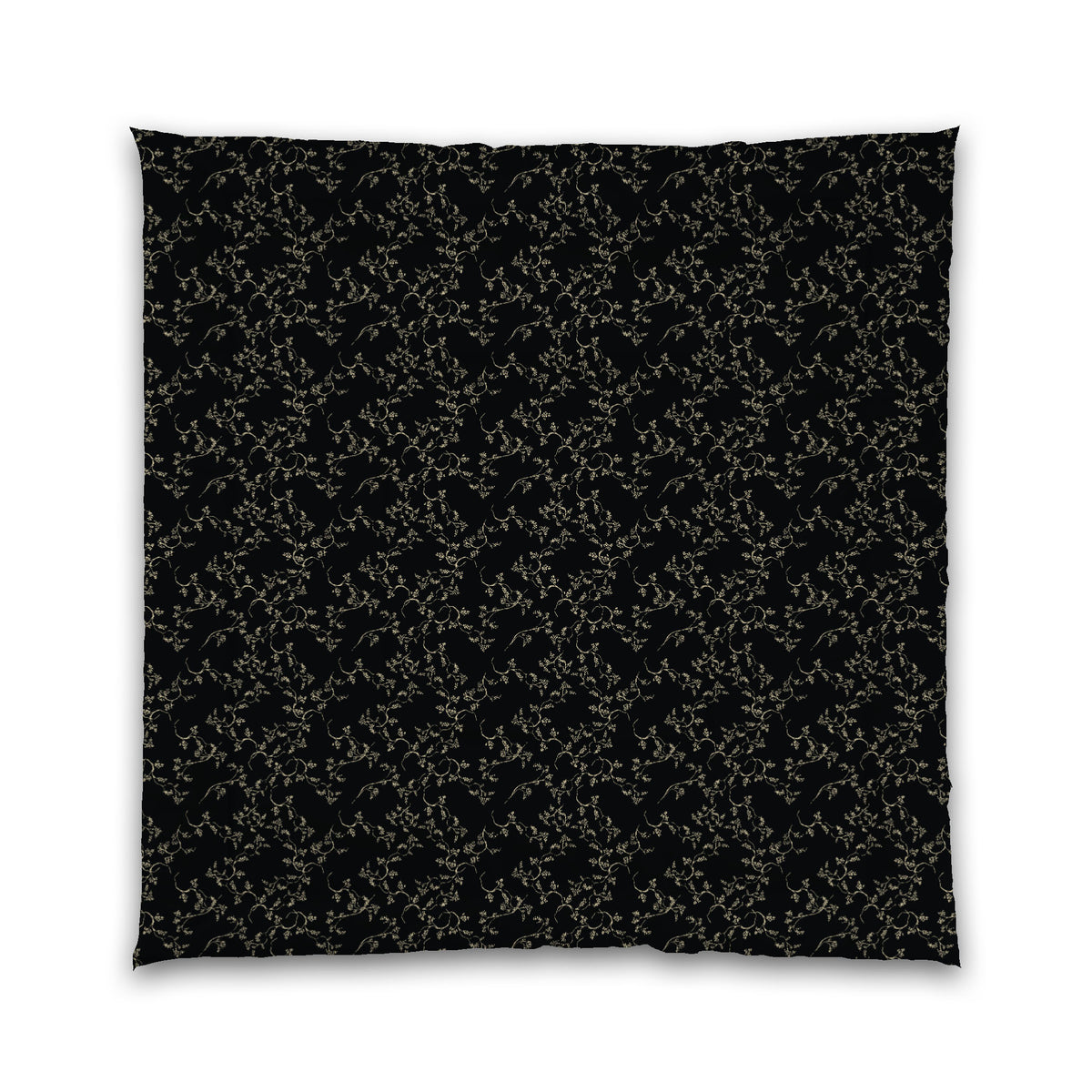 Black Microfiber Comforter with Tan Hand-painted Vine Print | Queen - 88 x 88 inches