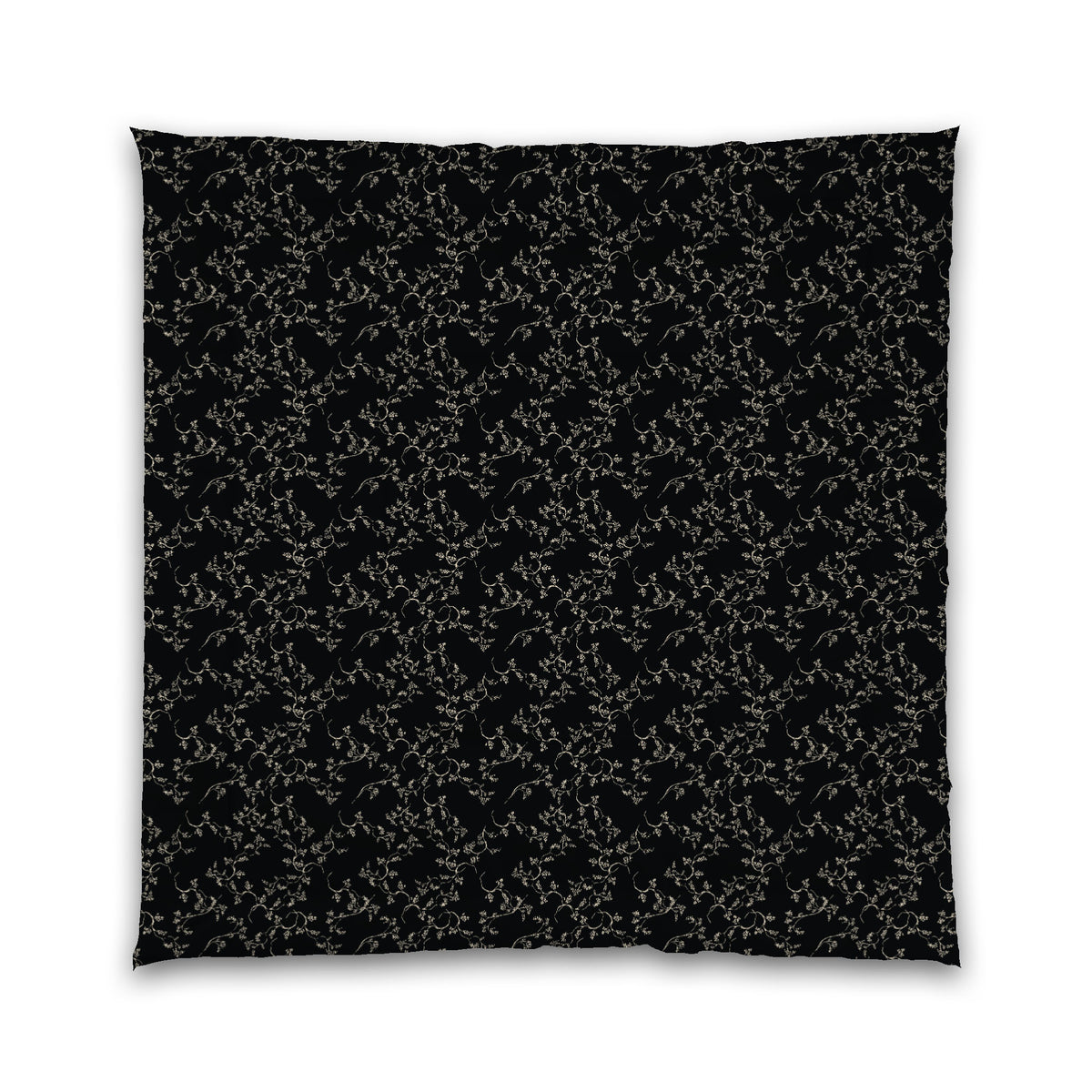 Black Microfiber Comforter with Beige Hand-painted Vine Print | Queen - 88 x 88 inches