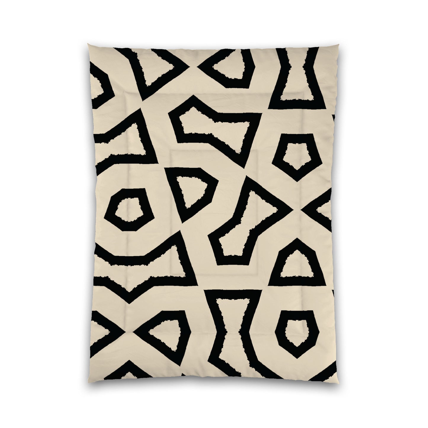 Beige Microfiber Comforter, Bold Black Graphic, Twin (width x length) 68 x 88 inches / 173 x 224 cm
