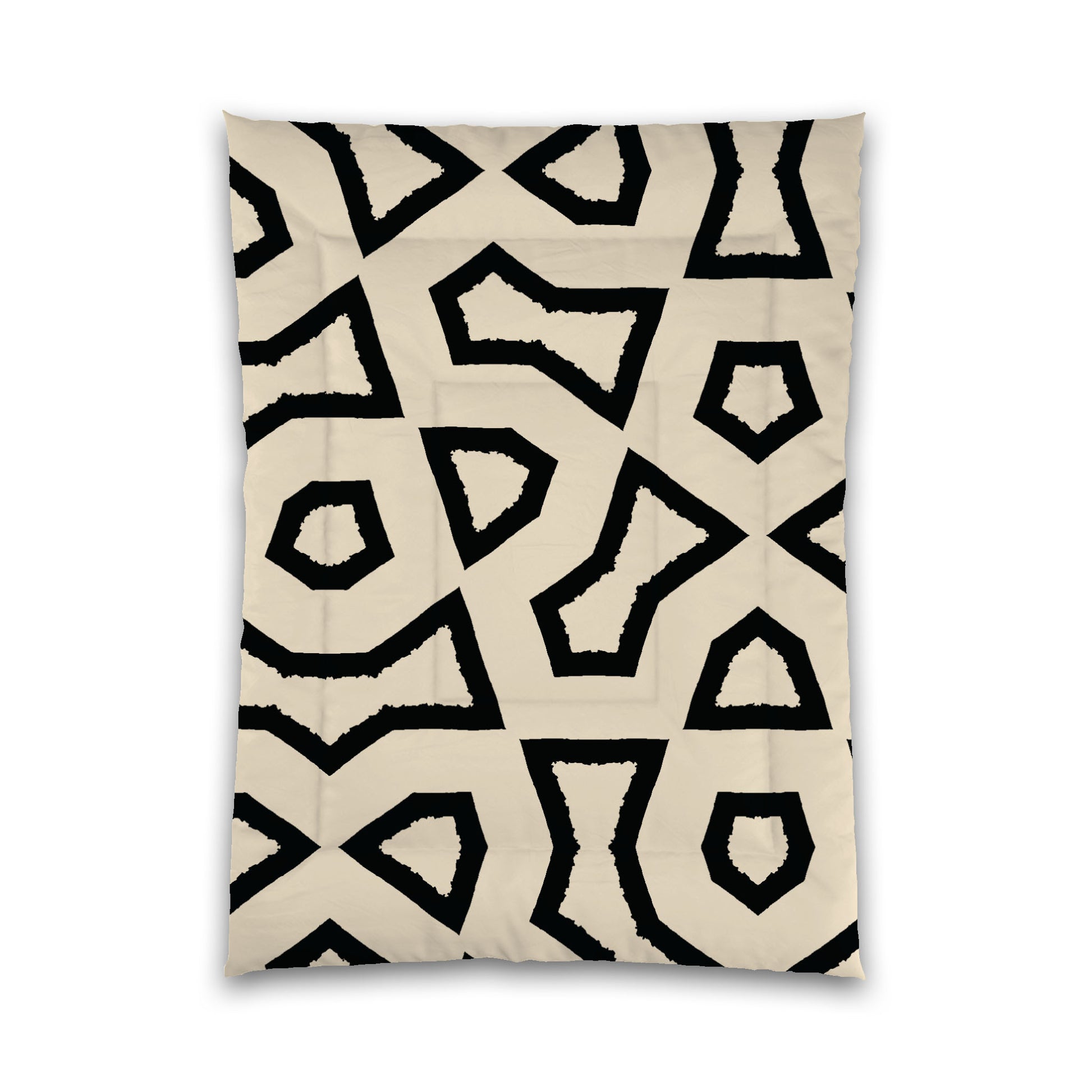 Beige Microfiber Comforter, Bold Black Graphic, Twin (width x length) 68 x 88 inches / 173 x 224 cm