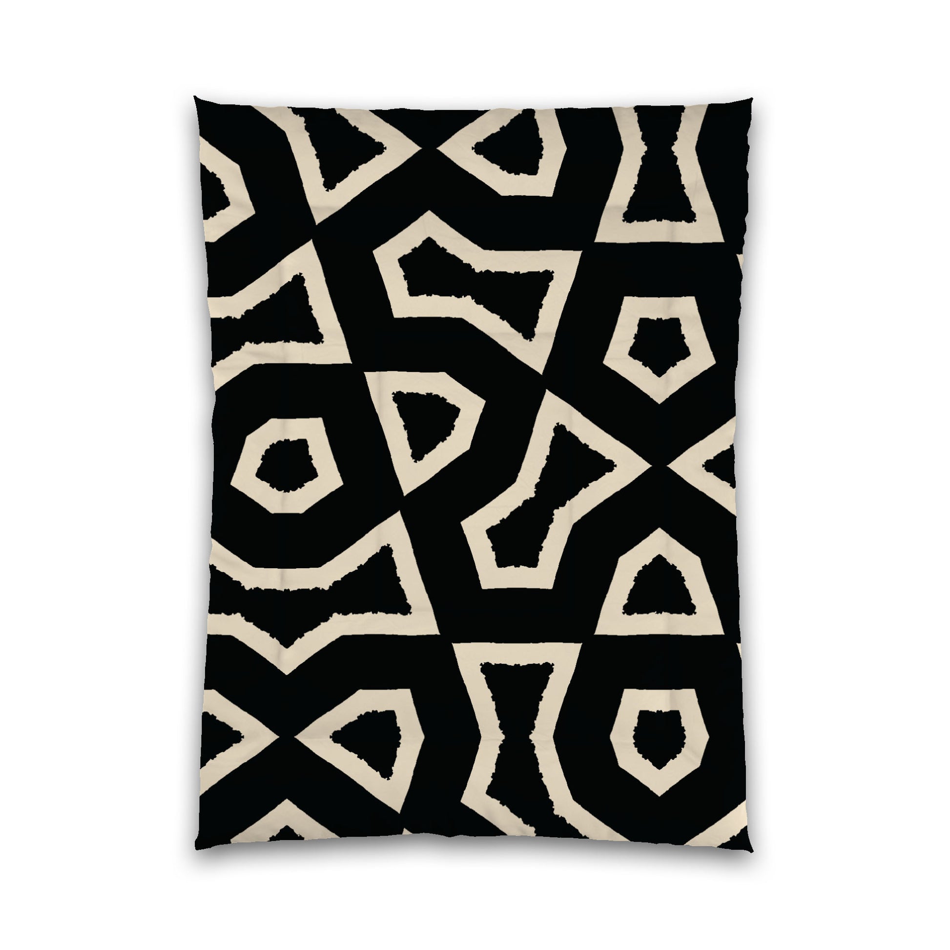 Black Microfiber Comforter, Bold Beige Graphic, Twin (width x length) 68 x 88 inches / 173 x 224 cm