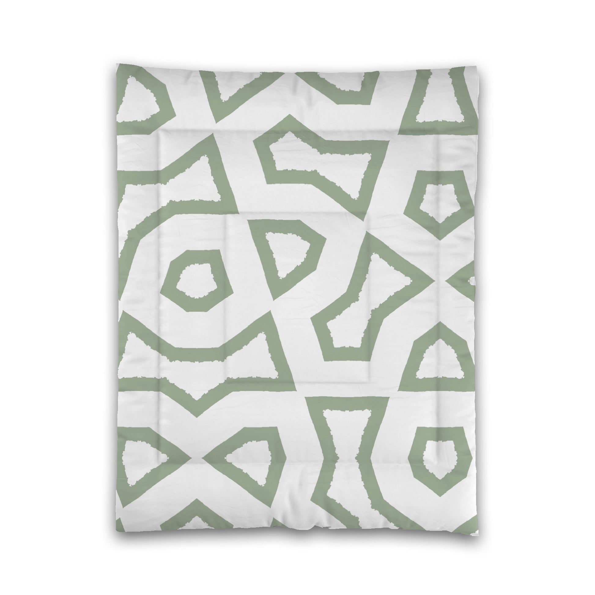 White Microfiber Comforter, Bold Green Graphic, Twin (width x length) 68 x 88 inches / 173 x 224 cm