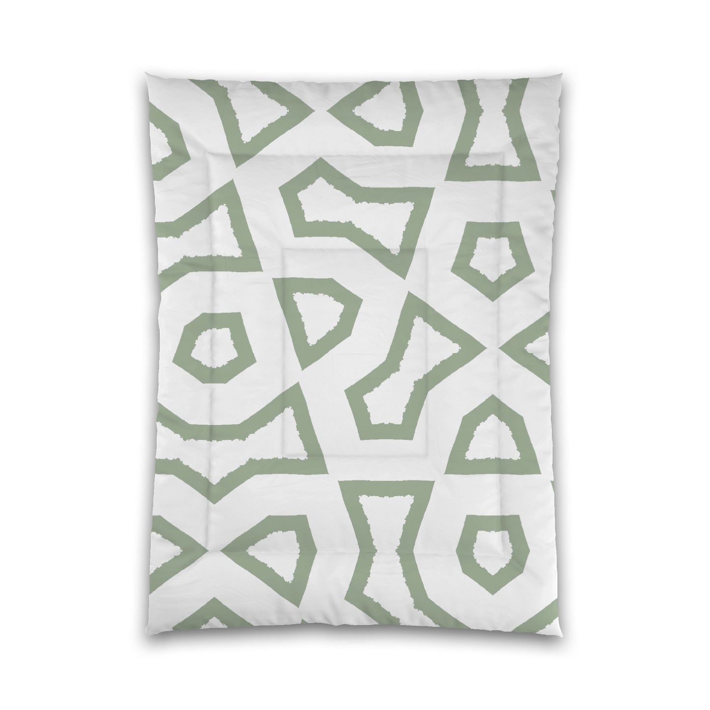 White Microfiber Comforter, Bold Green Graphic, Queen (width x length) 88 x 88 inches / 224 x 224 cm