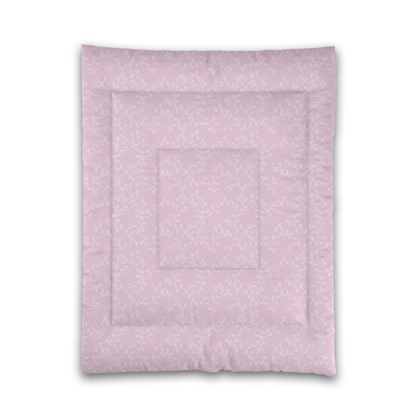 Pink Microfiber Comforter, White Hand-painted Vine Print, Twin (width x length) 68 x 88 inches / 173 x 224 cm