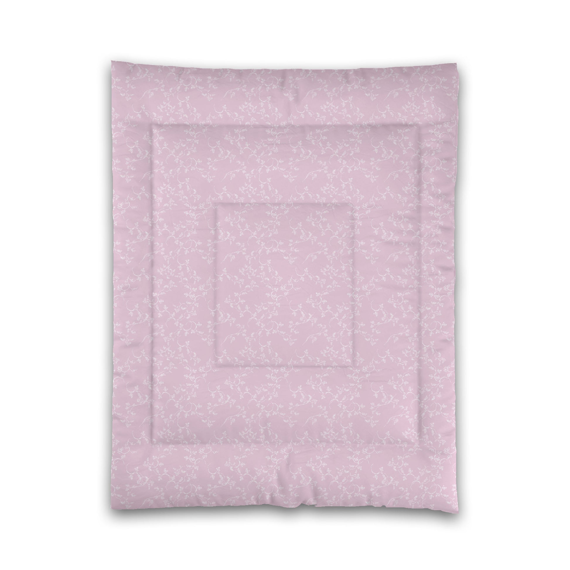 Pink Microfiber Comforter, White Hand-painted Vine Print, Twin (width x length) 68 x 88 inches / 173 x 224 cm