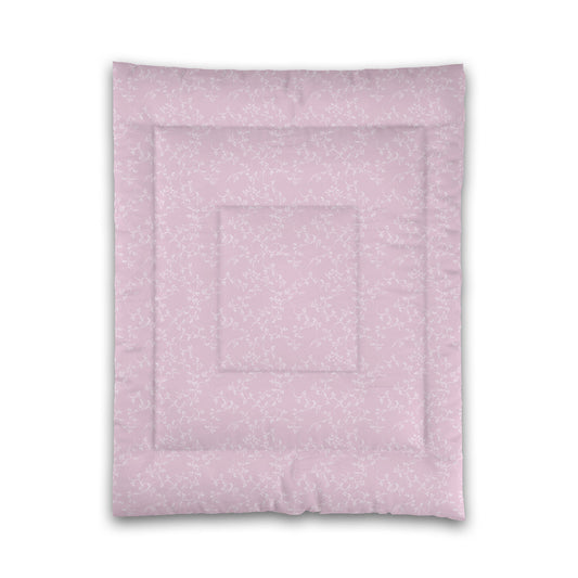 Pink Microfiber Comforter, White Hand-painted Vine Print, Twin (width x length) 68 x 88 inches / 173 x 224 cm