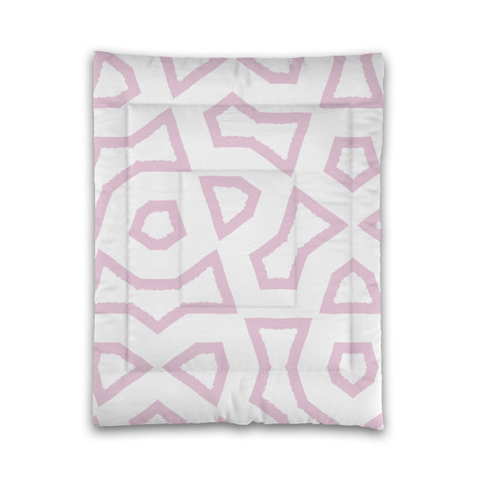 White Microfiber Comforter, Bold Pink Graphic, Twin (width x length) 68 x 88 inches / 173 x 224 cm