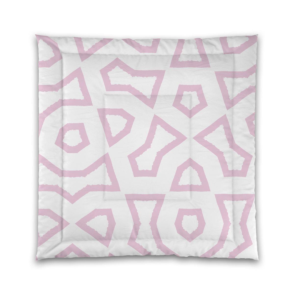 White Microfiber Comforter with Pink Labyrinth Print | Queen - 88 x 88 inches
