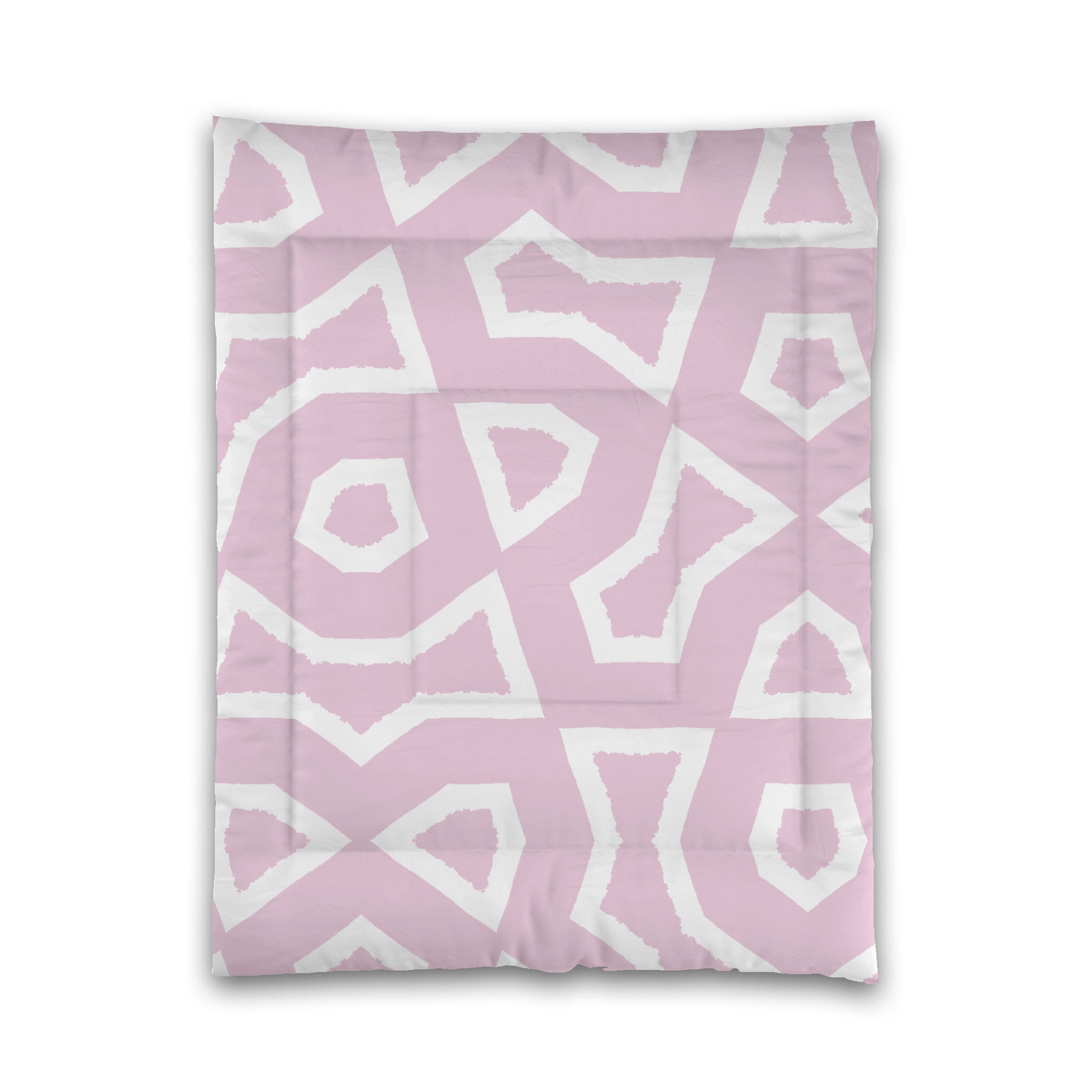 Pink Microfiber Comforter, Bold White Graphic, Twin (width x length) 68 x 88 inches / 173 x 224 cm