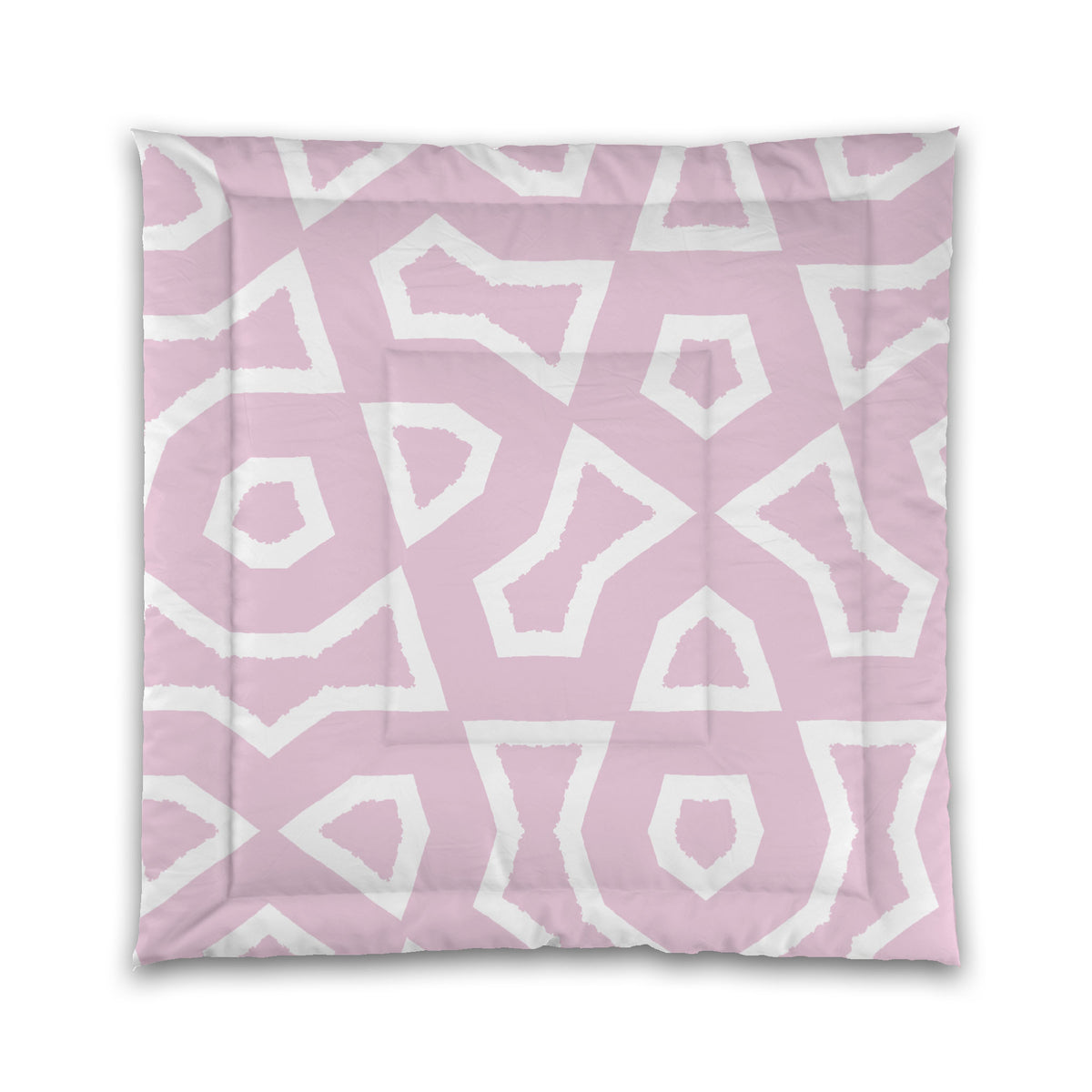 Pink Microfiber Comforter with White Labyrinth Print | Queen - 88 x 88 inches