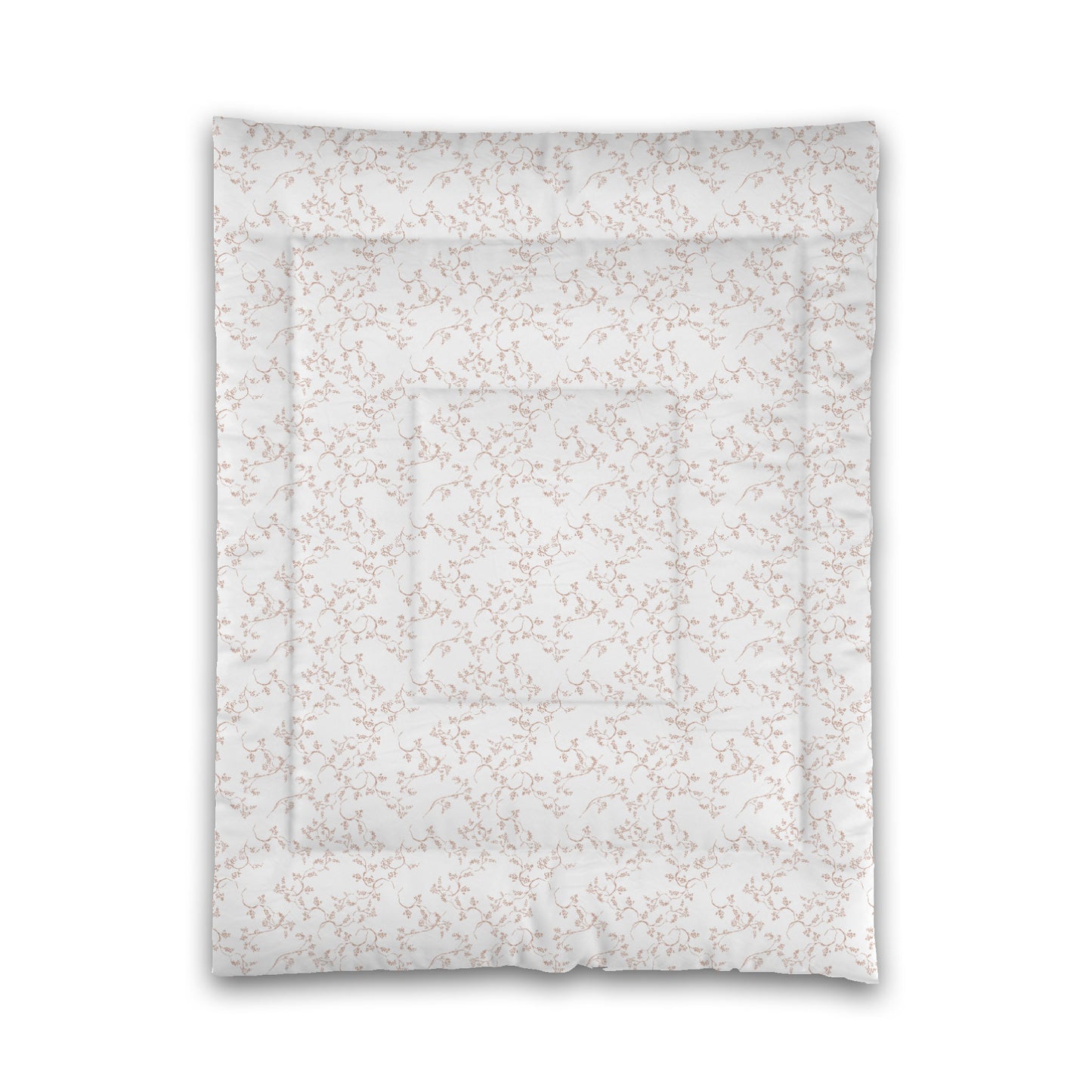 White Microfiber Comforter, Salmon Hand-painted Vine Print, Twin (width x length) 68 x 88 inches / 173 x 224 cm