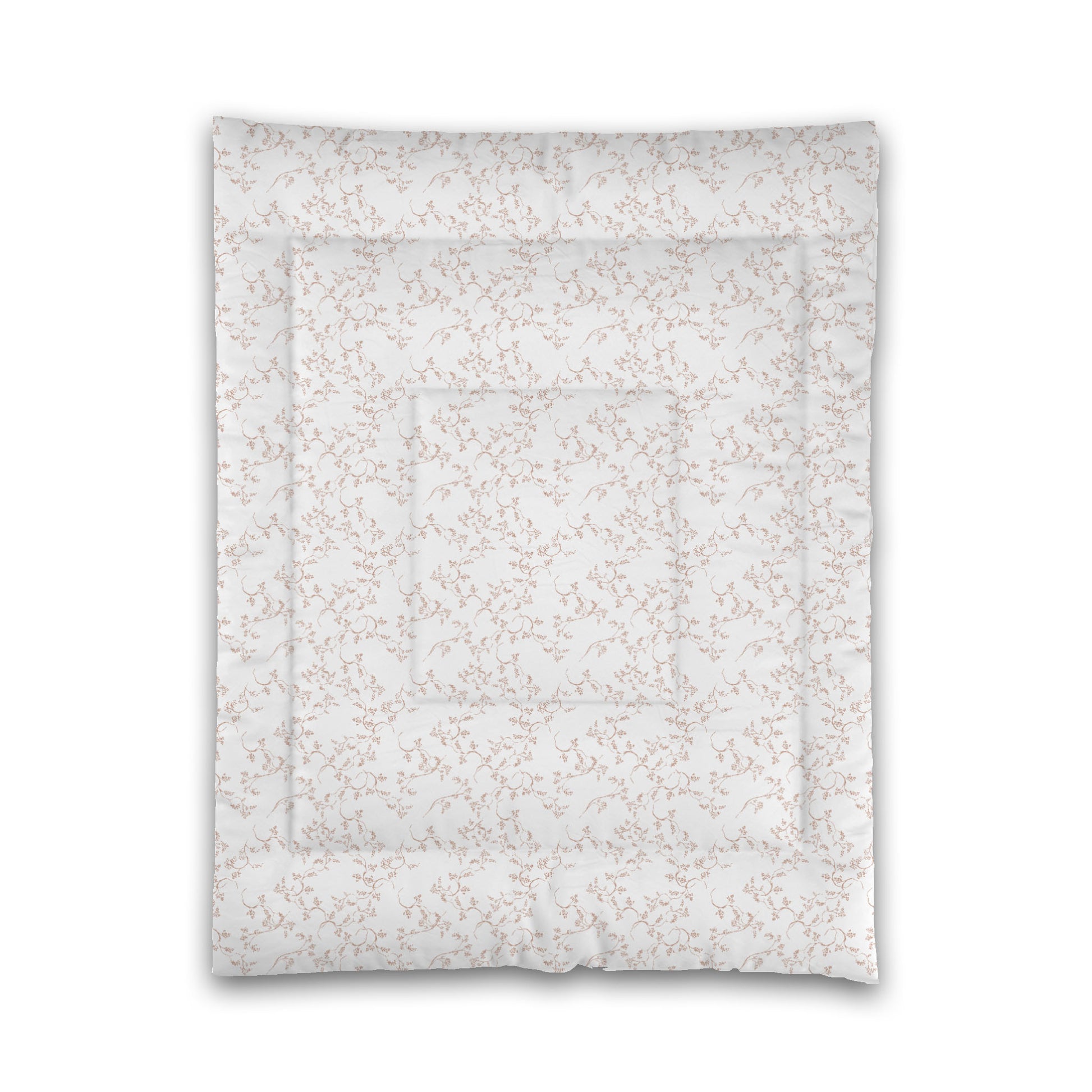 White Microfiber Comforter, Salmon Hand-painted Vine Print, Twin (width x length) 68 x 88 inches / 173 x 224 cm