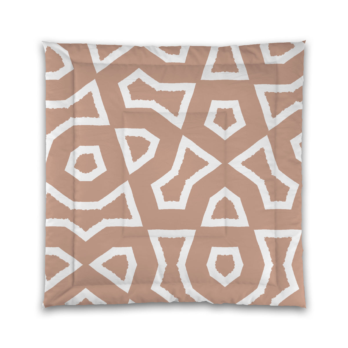 Coral Microfiber Comforter with White Labyrinth Print | Queen - 88 x 88 inches