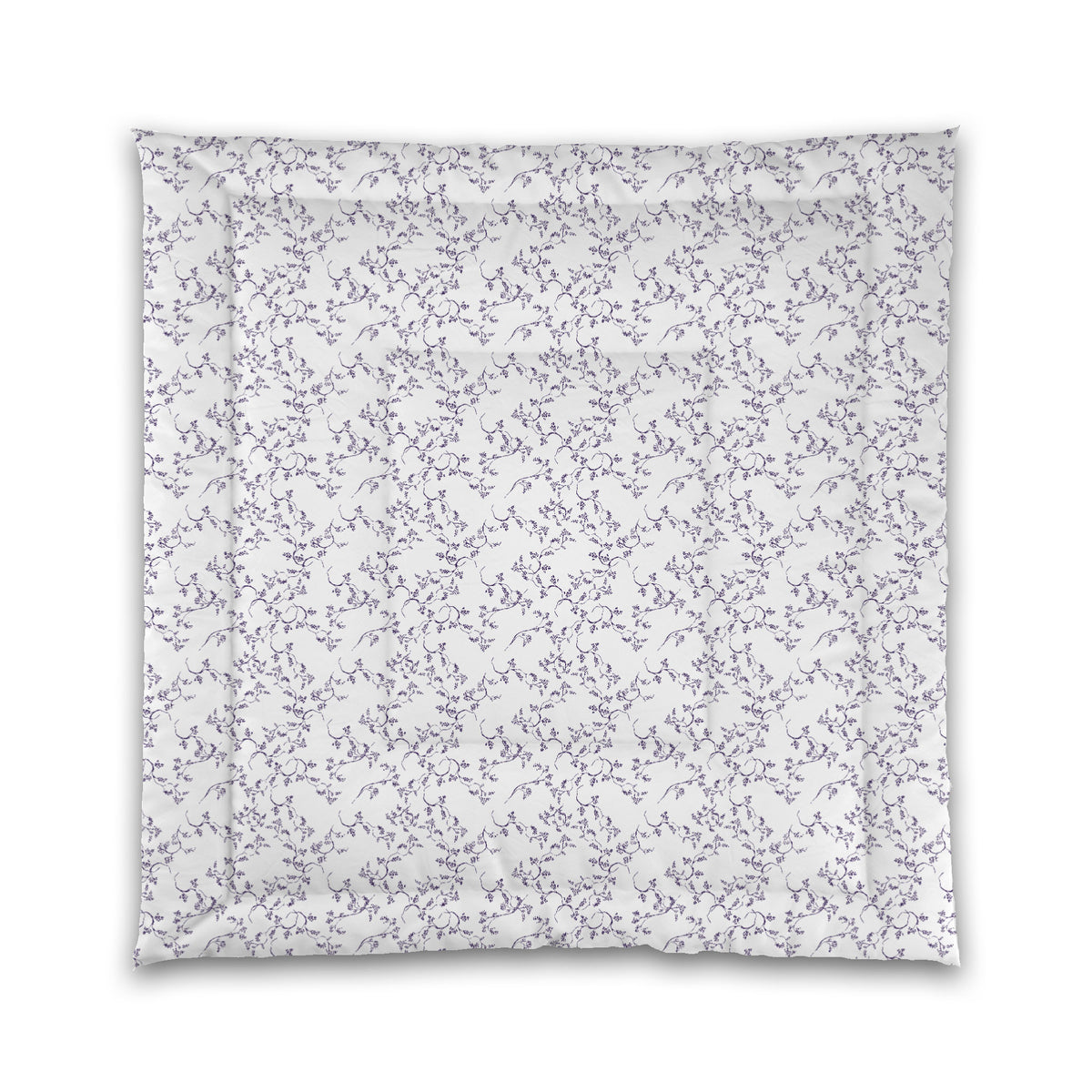 White Microfiber Comforter with Purple Hand-painted Vine Print | Queen - 88 x 88 inches