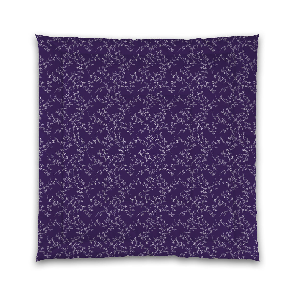 Purple Microfiber Comforter with White Hand-painted Vine Print | Queen - 88 x 88 inches