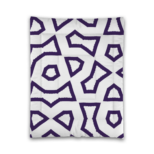 White Microfiber Comforter, Bold Purple Graphic, Twin (width x length) 68 x 88 inches / 173 x 224 cm