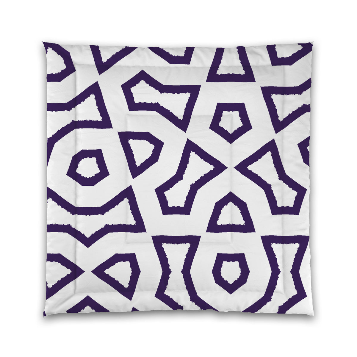 White Microfiber Comforter with Purple Labyrinth Print | Queen - 88 x 88 inches