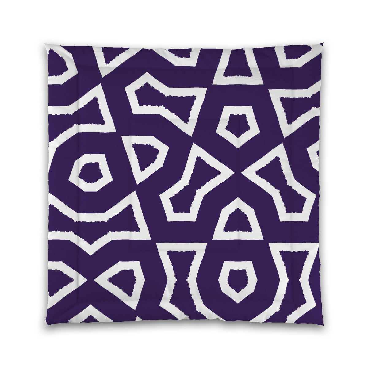 Purple Microfiber Comforter with White Labyrinth Print | Queen - 88 x 88 inches