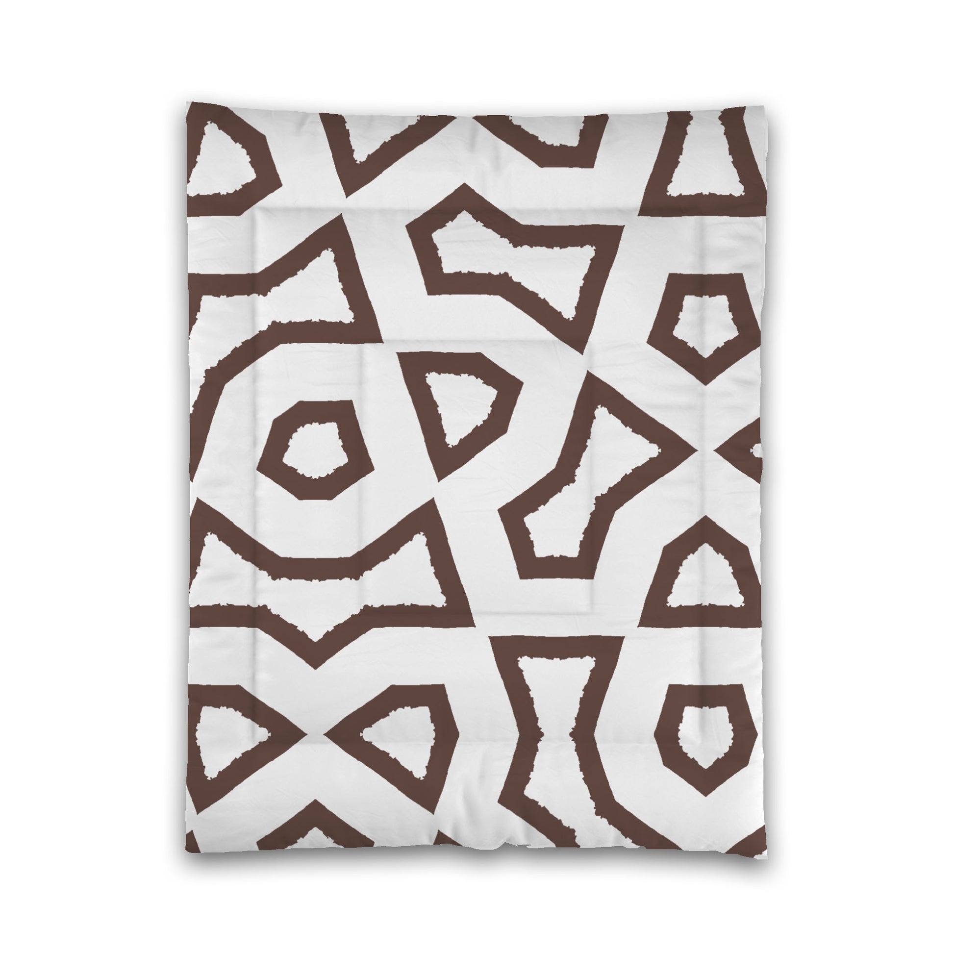 White Microfiber Comforter, Bold Brown Graphic, Twin (width x length) 68 x 88 inches / 173 x 224 cm