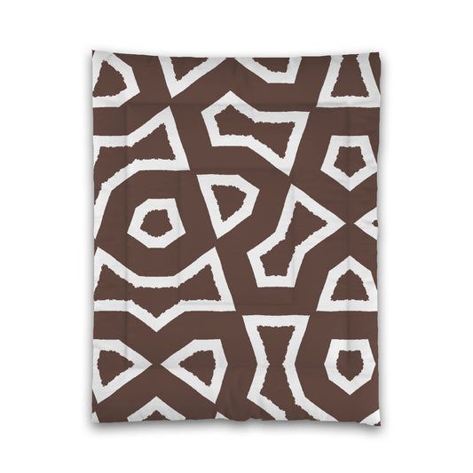 Brown Microfiber Comforter, Bold White Graphic, Twin (width x length) 68 x 88 inches / 173 x 224 cm