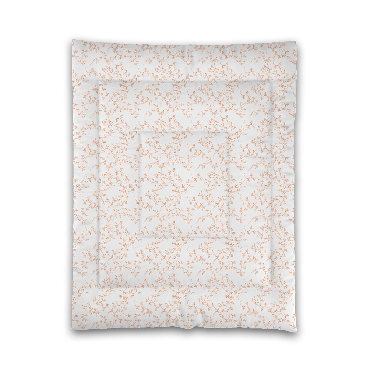 White Microfiber Comforter, Orange Hand-painted Vine Print, Twin (width x length) 68 x 88 inches / 173 x 224 cm