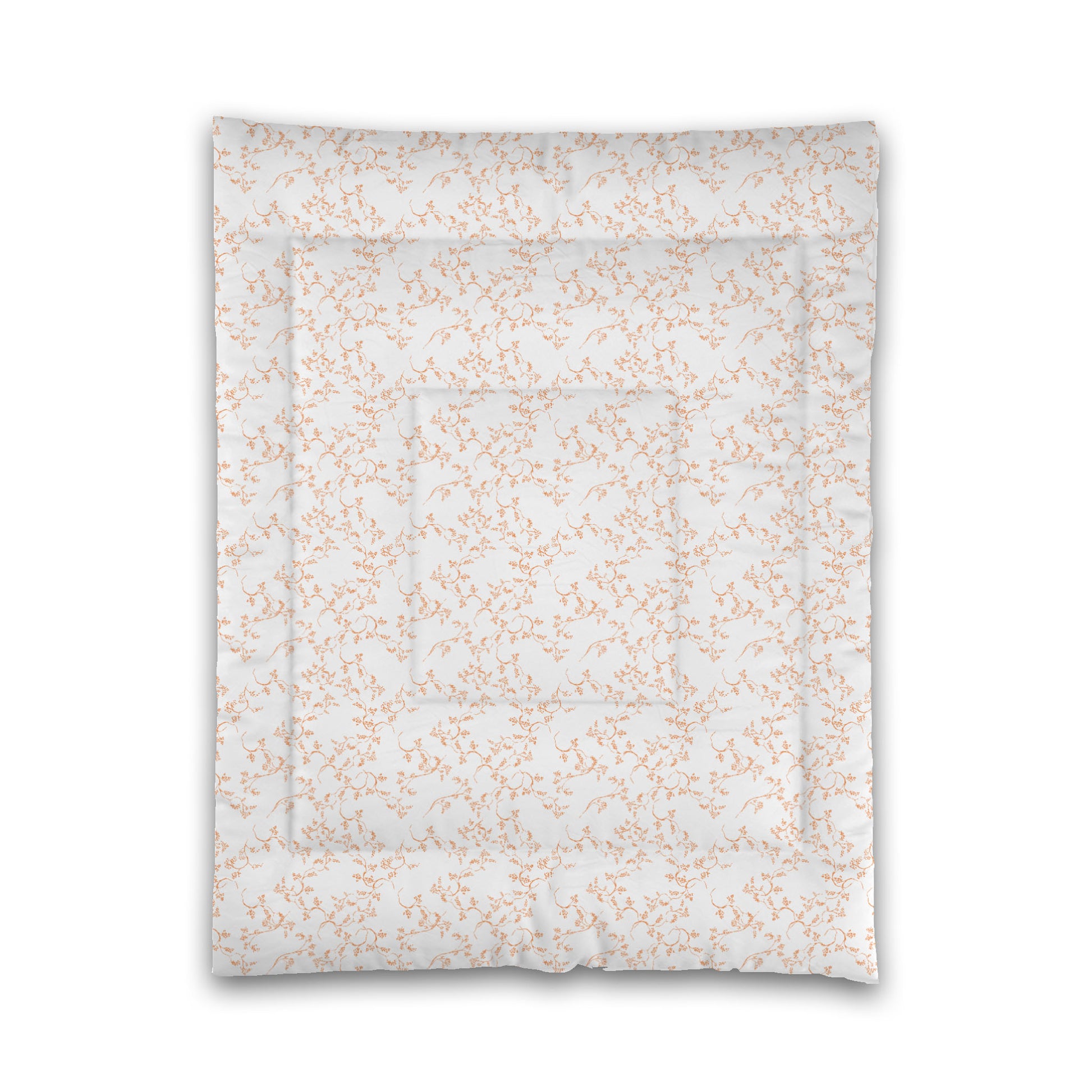 White Microfiber Comforter, Orange Hand-painted Vine Print, Twin (width x length) 68 x 88 inches / 173 x 224 cm