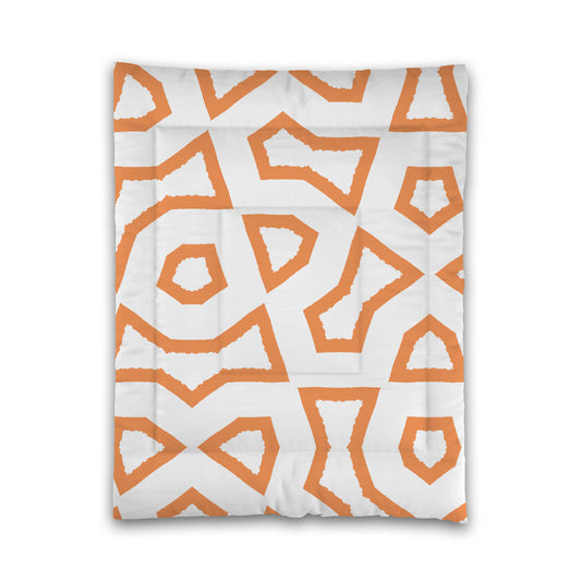 White Microfiber Comforter, Bold Orange Graphic, Twin (width x length) 68 x 88 inches / 173 x 224 cm