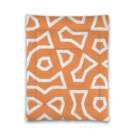 Orange Microfiber Comforter, Bold White Graphic, Twin (width x length) 68 x 88 inches / 173 x 224 cm