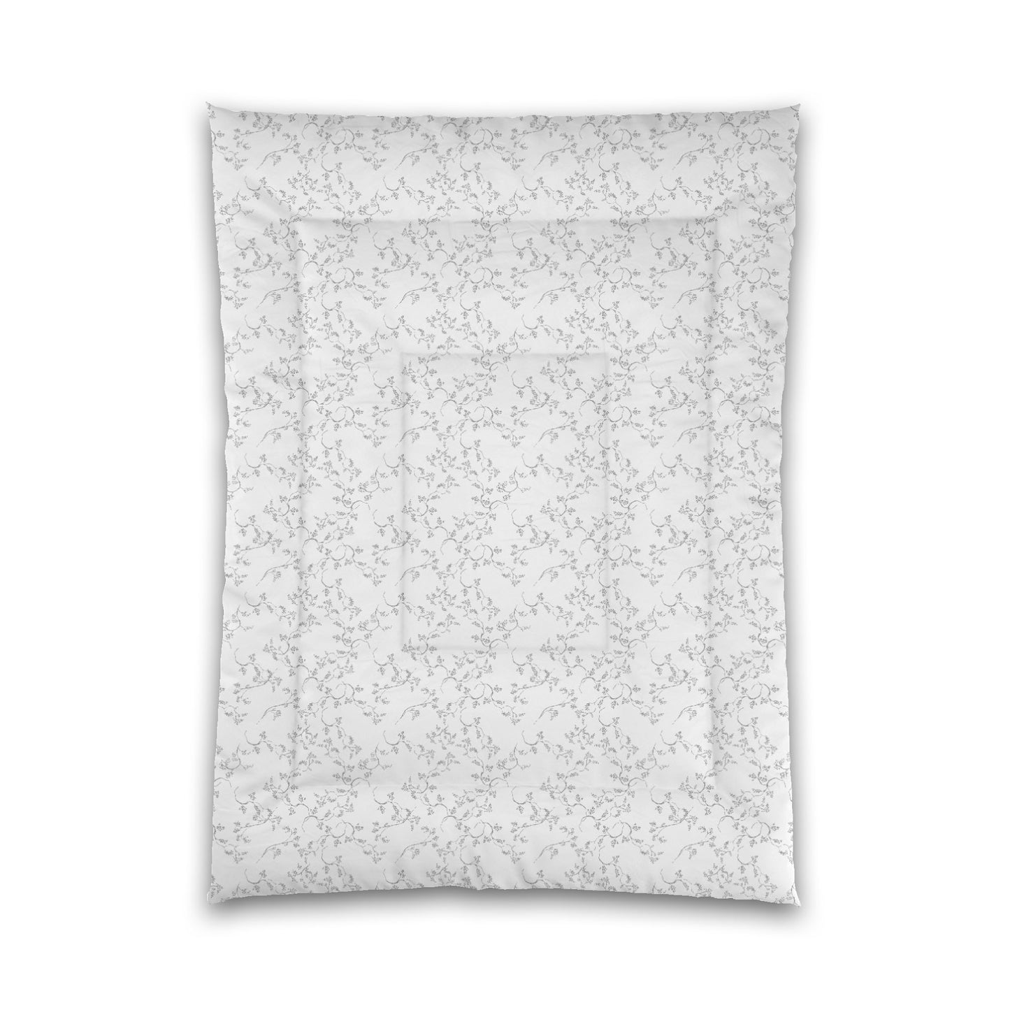 White Microfiber Comforter, Grey Hand-painted Vine Print, Twin XL (width x length) 68 x 92 inches /  173 x 234 cm