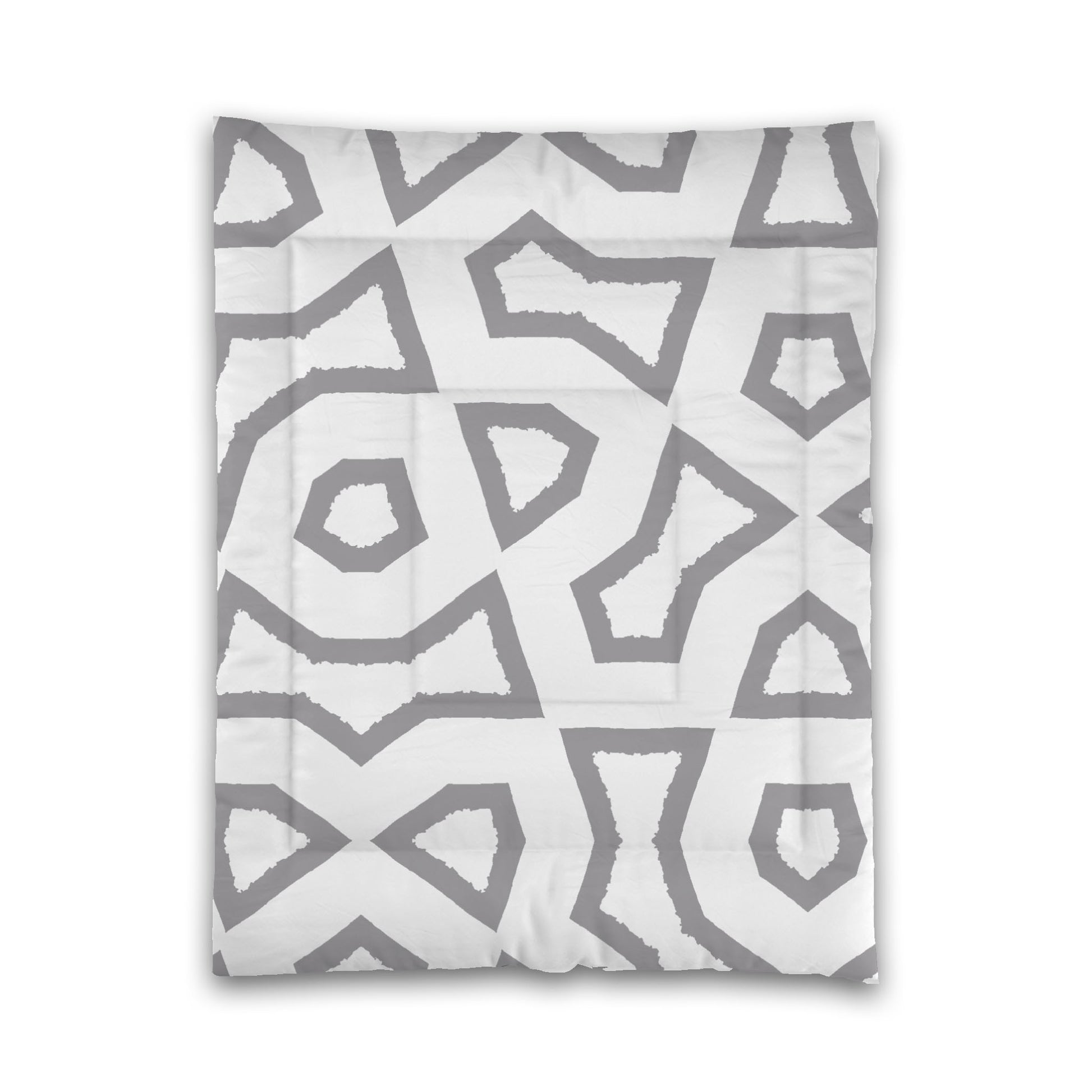 White Microfiber Comforter, Bold Grey Graphic, Twin (width x length) 68 x 88 inches / 173 x 224 cm