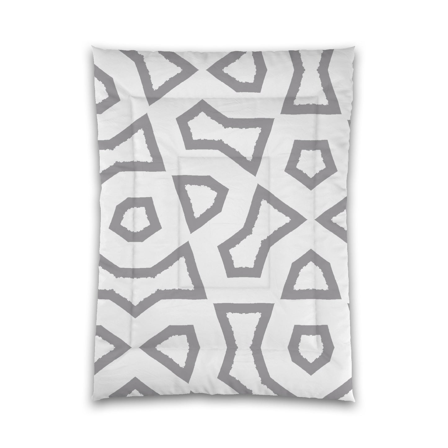 White Microfiber Comforter, Bold Grey Graphic, Queen (width x length) 88 x 88 inches / 224 x 224 cm