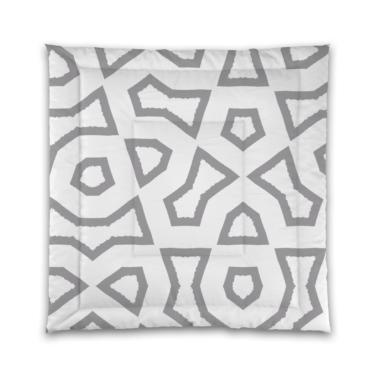 White Microfiber Comforter with Grey Labyrinth Print | Queen - 88 x 88 inches