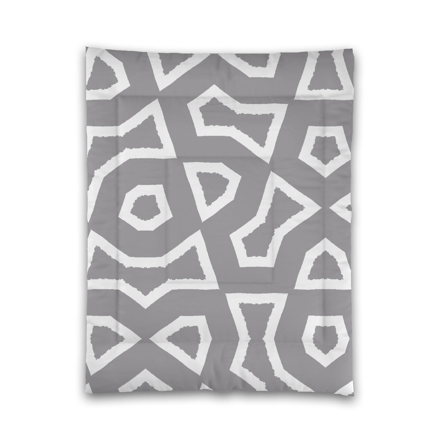 Grey Microfiber Comforter, Bold White Graphic, Twin (width x length) 68 x 88 inches / 173 x 224 cm