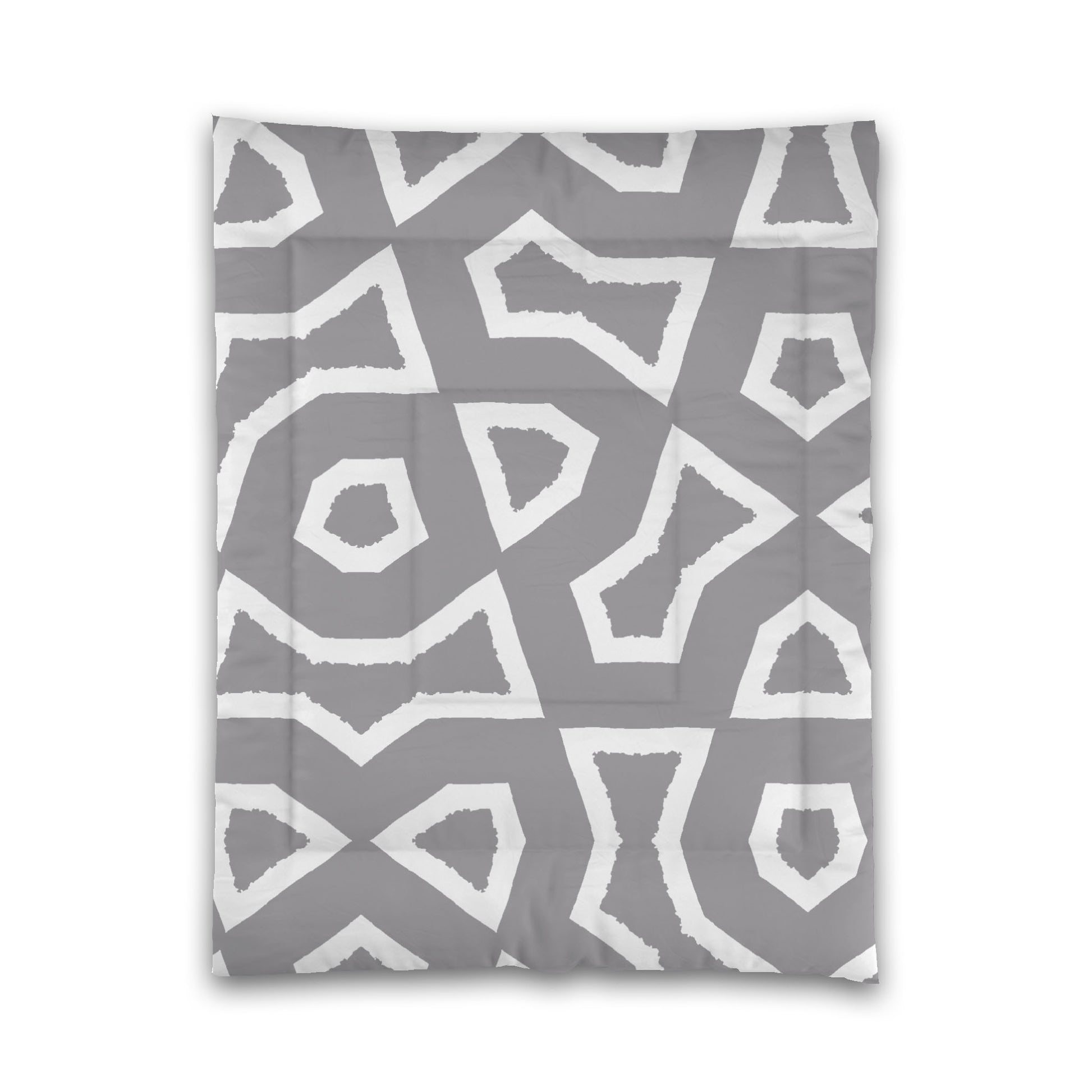 Grey Microfiber Comforter, Bold White Graphic, Twin (width x length) 68 x 88 inches / 173 x 224 cm