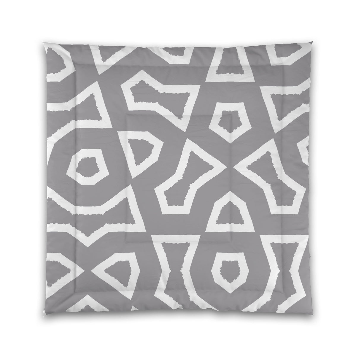 Grey Microfiber Comforter with White Labyrinth Print | Queen - 88 x 88 inches