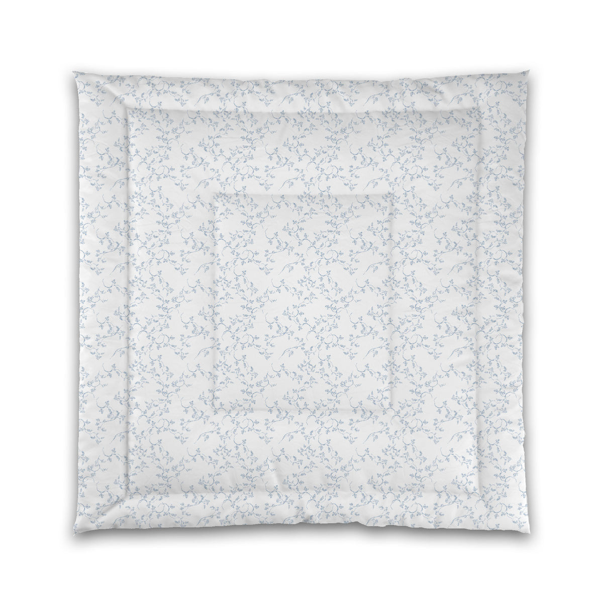 White Microfiber Comforter with Blue Hand-painted Vine Print | Queen - 88 x 88 inches