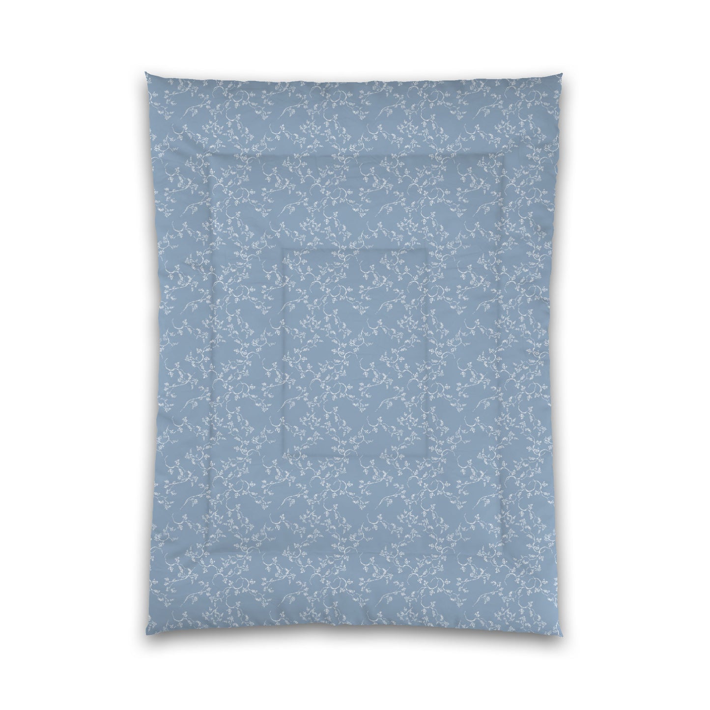 Blue Microfiber Comforter, White Hand-painted Vine Print, Twin XL (width x length) 68 x 92 inches /  173 x 234 cm