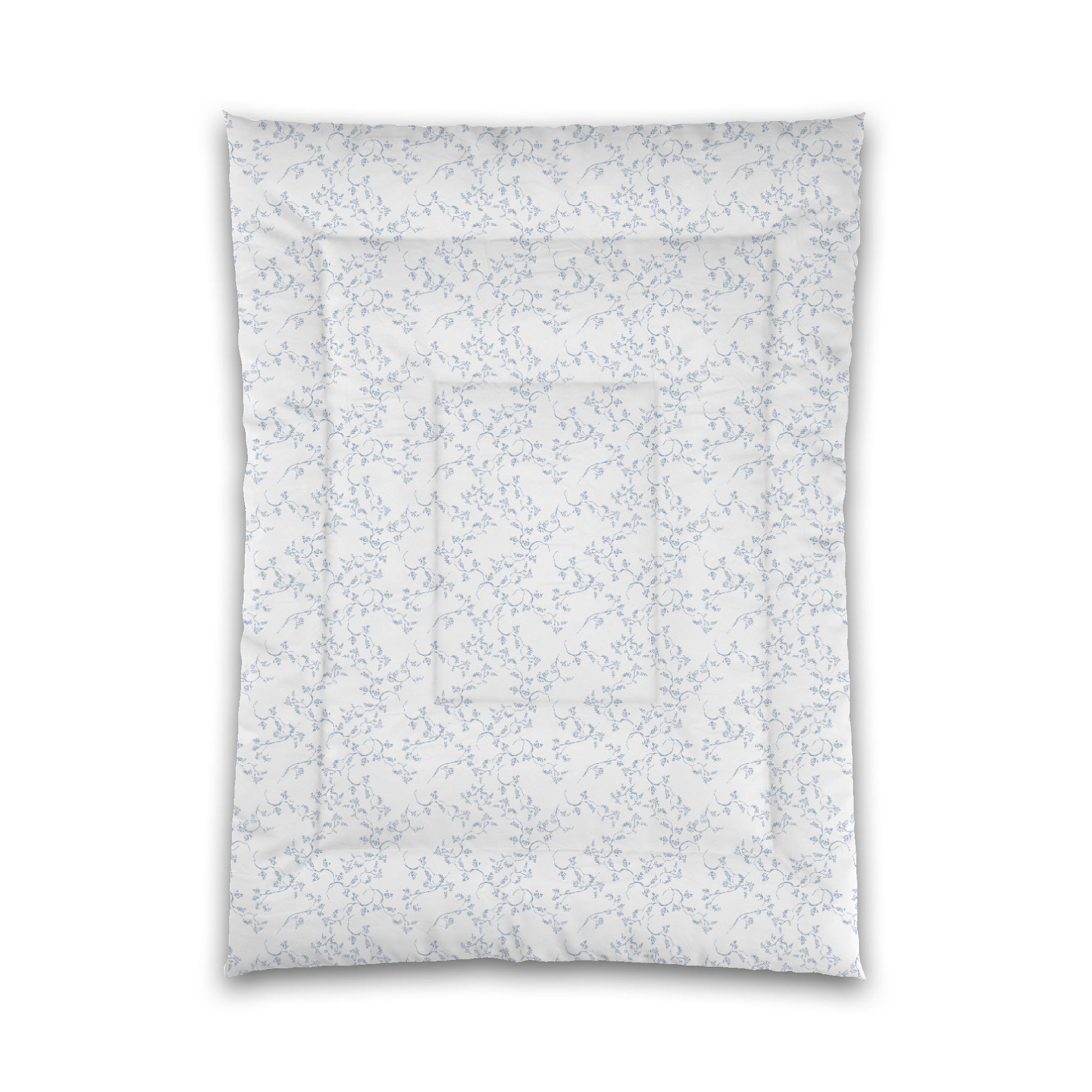 White Microfiber Comforter, Blue Hand-painted Vine Print, Twin XL (width x length) 68 x 92 inches /  173 x 234 cm
