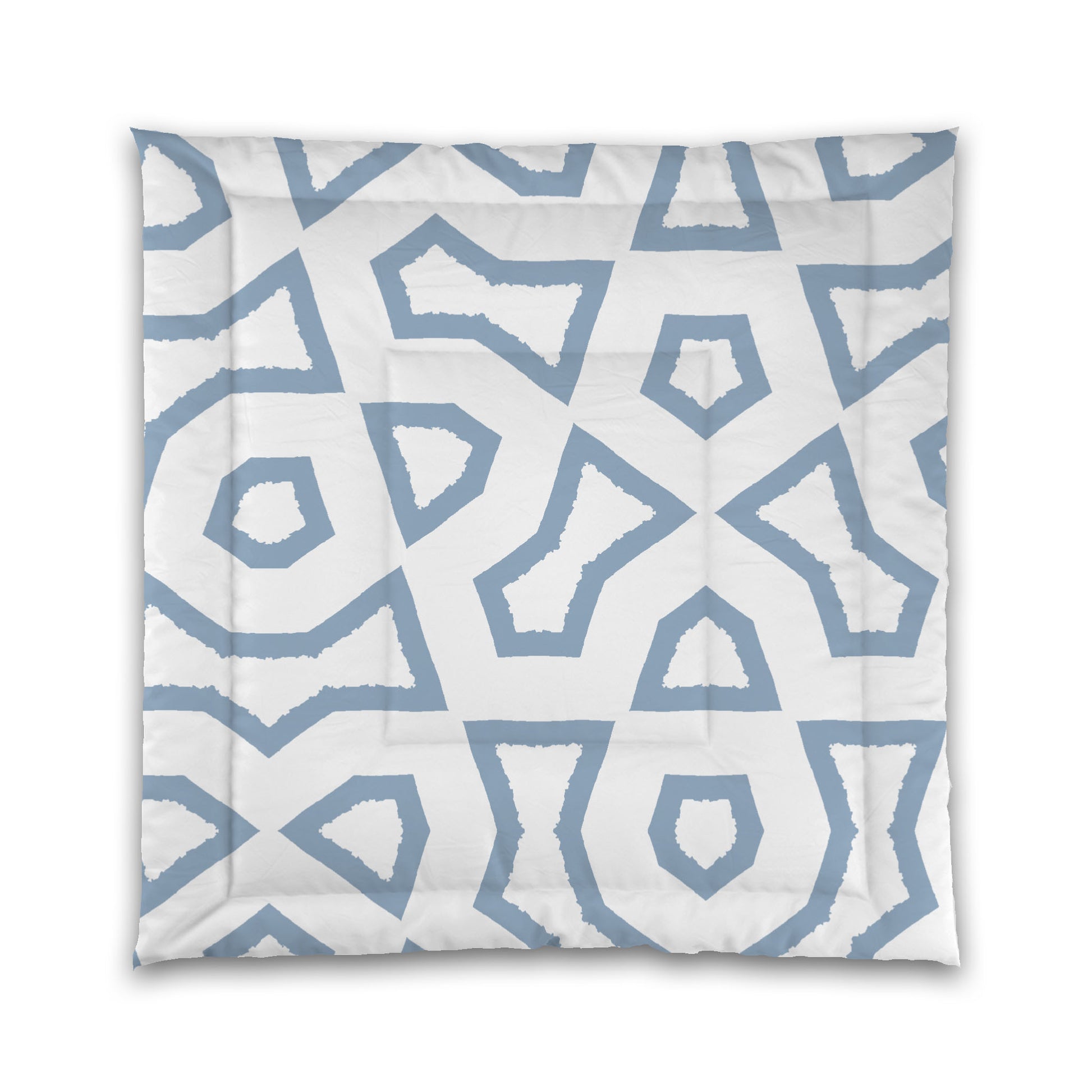 White Microfiber Comforter, Bold Blue Graphic, Queen (width x length) 88 x 88 inches / 224 x 224 cm