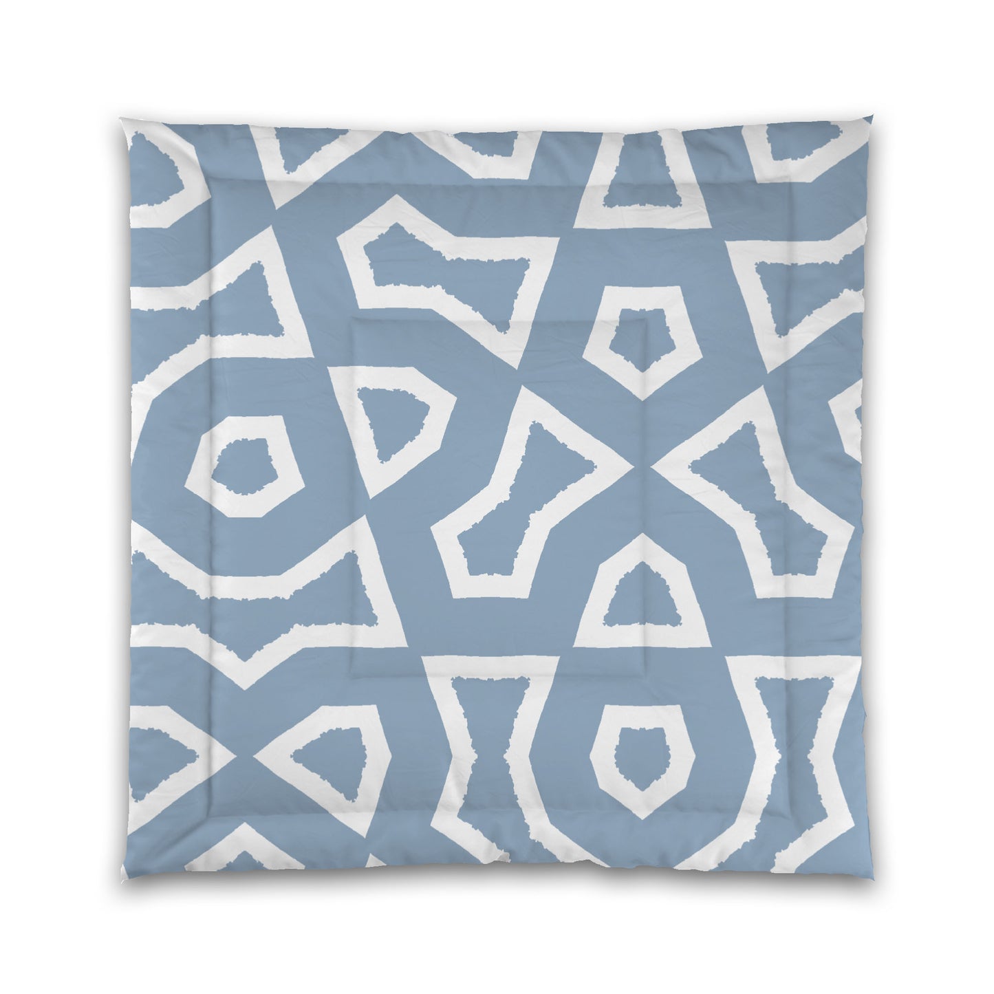 Blue Microfiber Comforter, Bold White Graphic, Queen (width x length) 88 x 88 inches / 224 x 224 cm